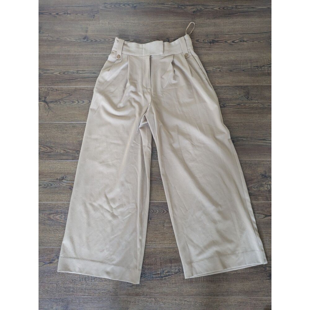 Staud Ruth Pant 8 Camel Tan High Waist Wide Leg Pleated Soft Tailoring Trousers - Picture 3 of 8